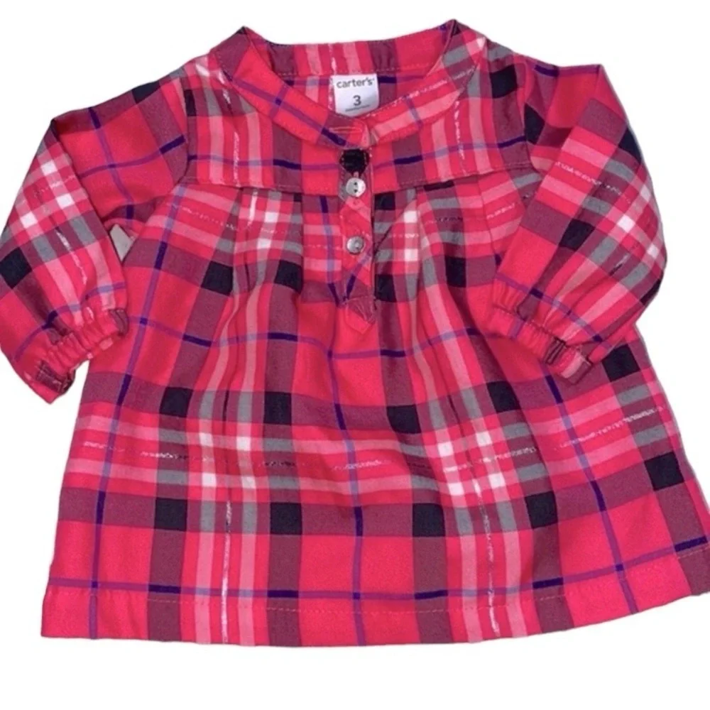 Carters pink plaid shirt 3 months new without tags